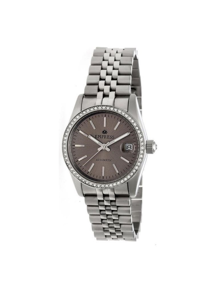 Nwt Empress Constance Automatic Pewter Sunray Dial Ladies Watch